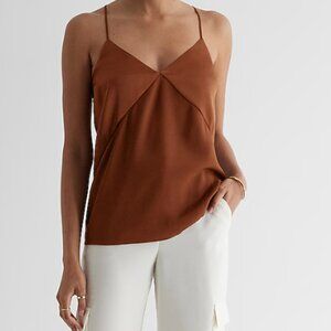 NWT Express Satin Seamed V-Neck Cross-Back Downtown Cami Color Dachshund Size XS